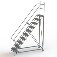 Safety Slope Rolling Ladder, 10 Steps, Serrated, 50° Incline, 100" High Meunier Outillage Industriel