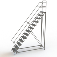 Safety Slope Rolling Ladder, 13 Steps, Serrated, 50° Incline, 130" High Meunier Outillage Industriel