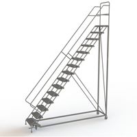 Safety Slope Rolling Ladder, 15 Steps, Serrated, 50° Incline, 150" High Meunier Outillage Industriel