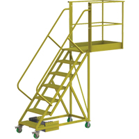 Cantilever Rolling Ladder, Unsupported, 7 Steps, 40" Platform Depth, 70" Platform Height Meunier Outillage Industriel