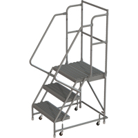 Deep Top Step Rolling Ladder, 3 Steps, 24" Step Width, 30" Platform Height, Steel Meunier Outillage Industriel