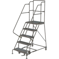 Deep Top Step Rolling Ladder, 5 Steps, 16" Step Width, 50" Platform Height, Steel VC766 | Meunier Outillage Industriel