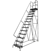 Deep Top Step Rolling Ladder, 13 Steps, 24" Step Width, 130" Platform Height, Steel VC777 | Meunier Outillage Industriel