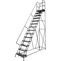 Deep Top Step Rolling Ladder, 14 Steps, 24" Step Width, 140" Platform Height, Steel VC778 | Meunier Outillage Industriel