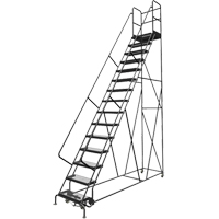 Deep Top Step Rolling Ladder, 15 Steps, 24" Step Width, 150" Platform Height, Steel VC779 | Meunier Outillage Industriel