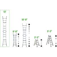 Telescoping Multi-Position Ladder, 2.916' - 9.75', Aluminum, 300 lbs., CSA Grade 1A VD689 | Meunier Outillage Industriel