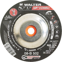 HP Combo Spin-On Combination Wheel, 5" x 1/8", 5/8"-11 Arbor, Type 27S Meunier Outillage Industriel