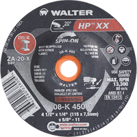 Meule &agrave; moyeu d&eacute;port&eacute; Double-X, 4-1/2" x 1/4", Arbre 5/8"-11, Type 27S Meunier Outillage Industriel