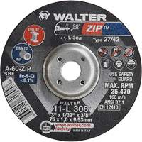 Zip Cutting and Grinding Wheel, 3" x 1/13", 3/8" Arbor, Type 27, 60 Grit, Aluminum Oxide Meunier Outillage Industriel