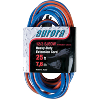 TPE-Rubber Extension Cord With Light Indicator, All-Weather, SJEOW, 12/3 AWG, 15 A, 25' Meunier Outillage Industriel