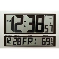 Jumbo Clock, Digital, Battery Operated, 16.5" W x 1.7" D x 11" H, Silver XD075 | Meunier Outillage Industriel