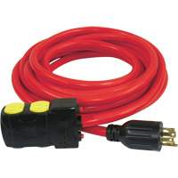 Generator Extension Cord with Resets, SJTW, 10 AWG, 20 A, 4 Outlet(s), 25' XE667 | Meunier Outillage Industriel