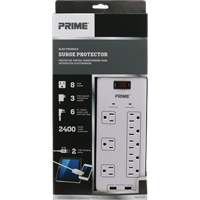 USB Charging Surge Protectors, 8 Outlets, 2400 J, 1875 W, 6' Cord Meunier Outillage Industriel