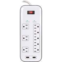 USB Charging Surge Protectors, 8 Outlets, 2400 J, 1875 W, 6' Cord Meunier Outillage Industriel
