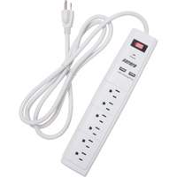 USB Charging Surge Protector, 6 Outlets, 1200 J, 1875 W, 6' Cord XH064 | Meunier Outillage Industriel