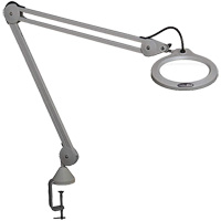 Lampe grossissante, Dioptrie 5, Ampoule DEL, Bras de 45", Pinces serre-joints, Gris Meunier Outillage Industriel