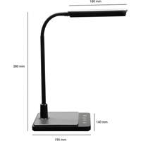 Lampe de bureau à col de cygne avec chargeur USB, 8 W, DEL, Col 15", Noir XI752 | Meunier Outillage Industriel