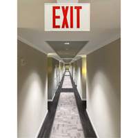 Exit Sign, LED, Battery Operated/Hardwired, 12-1/5" L x 7-1/2" W, English XI788 | Meunier Outillage Industriel